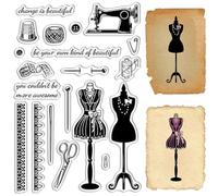 CRASPIRE Sewing Beautiful Women Dress On The Hanger Clear Stamps Lace Word Transparent Rubber Stamps Silicone Seals Stamp Journal DIY Scrapbook Photo Album Decoration Handmade Crafts Notebook