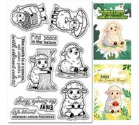 CRASPIRE Sheep Clear Stamp Funny Farm Animal Silicone Rubber Stamps Postive Text Words Reusable Transparent Seals for Journaling Photo Card Making Decor Embossing Crafting DIY Scrapbooking