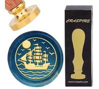 CRASPIRE Ship Wax Seal Stamp Sea Sail Boat 25mm Vintage Sealing Wax Stamps Removable Brass Head with Wooden Handle for Wedding Christmas New Year Envelopes Invitations Gift Packing