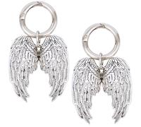 CRASPIRE Shoe Charms Goth Wings Alloy Pendants Lace Shoelace with Silver Spring Gate Rings Hanging Ornament Keychain Accessories for Handbags Pants Women Men Sneaker Boots Shoes Decor