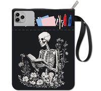 CRASPIRE Skull Book Cover Halloween Book Sleeve Cloth Washable Waterproof Holiday Spooky Skeleton Notebook Paperback Pouch Protector Bag with Zipper and Extra Pocket for Textbook Classmates Students