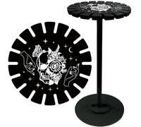 CRASPIRE Skull Flower Gothic Crystal Pendulum Shelf Pendant Display Holder Stand Black Wooden Dowsing Divination Metaphysical Boards Witchy Stuff for Home Hanging Stone Essential Oil Decor