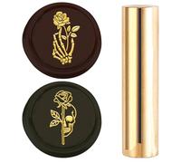 CRASPIRE Skull Skeleton hands Rose Wax Seal Stamp 15mm Mini Double Sided Gothic Brass Gold Column Vintage Retro Sealing Stamps Flower Plant for Halloween Wedding Invitations Cards Bottle Decoration