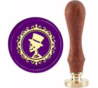 CRASPIRE Skull Wax Seal Stamp Frame Sealing Wax Stamps 30mm Retro Vintage Removable Brass Stamp Head with Wood Handle for Wedding Invitations Halloween Christmas Thanksgiving Gift Packing