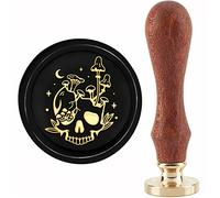 CRASPIRE Skull Wax Seal Stamp Mushroom Sealing Wax Stamps 30mm Retro Vintage Removable Brass Stamp Head with Wood Handle for Wedding Invitations Halloween Christmas Thanksgiving Gift Packing
