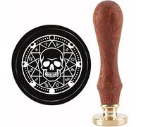 CRASPIRE Skull Wax Seal Stamp Twelve Constellations Sealing Wax Stamp 30mm/1.18inch Removable Brass Head Sealing Stamp with Wooden Handle for Halloween Invitations Cards Gift Wrap