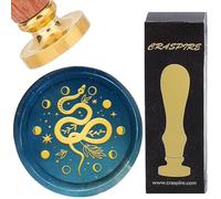 CRASPIRE Snake Wax Seal Stamp Moon Phase Star Retro Sealing Wax Stamp 25mm Removable Brass Head with Rosewood Handle for DIY Scrapbooking Invitation Wrap Envelopes Wine Packages