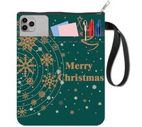 CRASPIRE Snowflake Book Covers Merry Christmas Book Protector Green Book Sleeve for Paperbacks Washable Fabric Cloth Book Cover with Zipper and Extra Sleeve Pocket for Book Lovers Xmas Classmate Gifts
