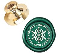 CRASPIRE Snowflake Wax Seal Stamp Head Merry Christmas Happy New Year Sealing Wax Stamp Head 25mm Replacement for Christmas Envelopes Cards Invitations Xmas Party(No handle)