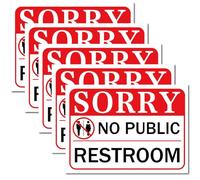 CRASPIRE Sorry No Public Restroom 5Pcs Sign Stickers 10 x 7in Bathroom Signage Warning Vinyl Adhesive Decal Labels for Restaurant Business Store Cafe Wall Window Door Indoor Office