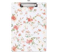 CRASPIRE Spring Flowe Acrylic Clipboard A4 Letter Size 8.6x12 Inch Floral Designs Writing Board Rectangle Plant Writing Instrument Decorative Clipboards for Office Supplies School Students