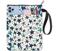CRASPIRE Star Cloth Book Cover Book Sleeve 11 X 8.7 Inch Book Protector for Paperbacks Zipper Front Pocket Washable Fabric Classmate Gifts Pouch Double Sided for Hardcover Textbooks Notebooks Holder