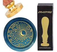 CRASPIRE Star Moon Sealing Wax Stamp Sun Wax Seal Stamp 25mm Retro Removable Brass Head with Rosewood Handle for Envelopes DIY Scrapbooking Wedding Invitation Wine Packages Decoration