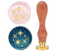 CRASPIRE Star Wax Seal Stamp 25mm Sealing Wax Stamps Retro Rosewood Handle Removable Brass Head for Wedding Invitations Envelopes Halloween Christmas Thanksgiving Gift Packing