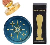 CRASPIRE Star Wax Seal Stamp Four-Pointed Stars Vintage Sealing Wax Stamp Retro 30mm Removable Gold Brass Head with Rosewood Handle for Wedding Invitations Envelopes Wine Packages Greeting Cards