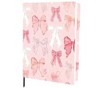 CRASPIRE Stretchable Book Cover Protector Pink Bow Bowknot Washable Reusable Jumbo Fabric Cloth Elastic Sleeve Stretchy Wrap Up to 9x11In for Hardcover Paperbacks Book Lover Notebook Textbook Reader