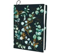 CRASPIRE Stretchable Book Covers Black Book Protector Polyester Cloth Washable Reusable Green Plants Leaf Large Notebook Wraps Elastic Cover Suitable for Most Hardcover Books Textbook