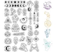 CRASPIRE Sun Moon Phase Clear Stamps Diamond Moth Witch Hand PVC Reusable Vintage Background Postmark Transparent Rubber Stamps for Scrapbooking Journaling Card Making Decoration Supplies DIY Crafts