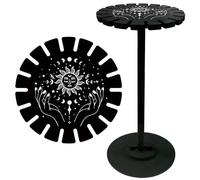 CRASPIRE Sun Moon Phase Pendulum Crystal Display Shelf Holder Stand Black Wooden Dowsing Divination Metaphysical Magic Boards Witch Stuff for Halloween Home Hanging Stone Essential Oil Decor
