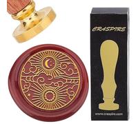 CRASPIRE Sun Moon Sealing Wax Stamp Star Wax Seal Stamp 25mm Retro Removable Brass Head with Rosewood Handle for DIY Scrapbooking Wedding Invitation Gift Wrap Envelopes Wine Packages Decoration