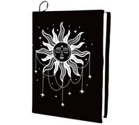 CRASPIRE Sun Moon Star Stretchable Book Cover Black Washable Reusable Large Nylon Book Sleeve Book Protector Elastic Notebook Wraps for Hardcover Books Textbook Gift