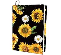 CRASPIRE Sunflower Stretchable Book Cover Floral Daisy Flower Washable Reusable Large Nylon Book Protector Elastic Notebook Wraps Suitable for Most Hardcover Books Classroom Students