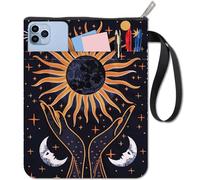 CRASPIRE Tarot Book Cover Astrology Book Sleeve Protector Case Mysterious Sun and Moon Notebook Wraps with Zipper and Extra Pocket Pouch for Paperback Hardcover Bookish Reading Gift Librarian Bookworm