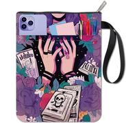 CRASPIRE Tarot Book Covers Purple Book Protector Rose Book Sleeve for Paperbacks Washable Fabric Cloth Book Cover with Zipper and Extra Sleeve Pocket for Book Lovers Classmate Gifts