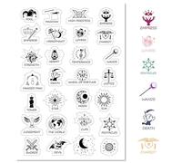 CRASPIRE Tarot Clear Rubber Stamps Divination Elements Moon Phases Balance Transparent Vintage Postmark Silicone Seals Stamp Journaling Card Making DIY Scrapbooking Paper Craft