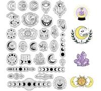 CRASPIRE Tarot Moon Phase Clear Rubber Stamp Sun Crystal Vintage Transparent Silicone Seals Stamp Retro for Journaling Card Making DIY Scrapbooking Handmade Photo Album Notebook Decor