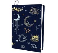 CRASPIRE Tarot Stretchable Book Cover Divination Elements Moon Crystal Moth Washable Reusable Large Nylon Book Protector Elastic Notebook Wraps Suitable for Most Hardcover Books
