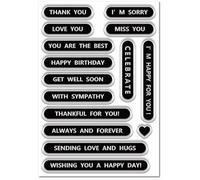 CRASPIRE Thank You Clear Stamp Sentiment Words Phrase Happy Birthday Thankful for You I'M Sorry Background Stamp Seals Silicone Transparent for Card Making Album Decoration Scrapbooking DIY Crafting