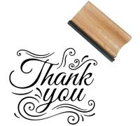 CRASPIRE Thanks Wood Rubber Stamps 1.57in Small Natural Wooden Reusable Words Decorative Funny Journaling Wedding Invitation Seals for Scrapbooking Journal Diary Card Making Planner Diy Letter Craft