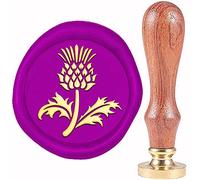 CRASPIRE Thistle Wax Seal Stamp Flower Sealing Wax Stamps 30mm Retro Vintage Removable Brass Stamp Head with Wood Handle for Wedding Invitations Halloween Christmas Thanksgiving Gift Packing