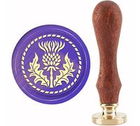CRASPIRE Thistle Wax Seal Stamp Vintage Sealing Wax Stamps 30mm Removable Brass Head with Wood Handle for Wedding Invitations Envelopes Halloween Christmas Thanksgiving Gift Packing