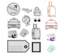 CRASPIRE Travel Postage Clear Rubber Stamp Vintage Label Journey Frame Transparent Silicone Seals Stamp for Journaling Card Making DIY Scrapbooking Handmade Photo Album Notebook Decor