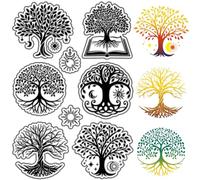 CRASPIRE Tree of Life Clear Stamps Book Sun Moon Reusable Transparent Silicone Stamp Seals Postmark for Journaling Card Making Decor DIY Scrapbooking Film Frame Photo Album Decorative