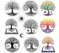 CRASPIRE Tree of Life Clear Stamps for Card Making Decoration Scrapbooking, Moon Silicone Rubber Stamp for Greeting Cards Photo Album Diary Decor DIY Craft