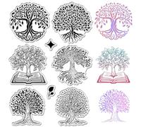 CRASPIRE Tree of Life Clear Stamps Plant Book Star Reusable Postmark Transparent Silicone Stamp Seals for DIY Scrapbooking Film Frame Photo Album Decorative Journaling Card Making Decor