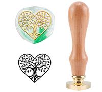 CRASPIRE Tree of Life Wax Seal Stamp Valentines Day Vintage Sealing Wax Stamps Heart Love Shape Removable Brass Sealing Head Wood Handle with Wooden Handle for Wedding Envelope Invitations Gift Wrap