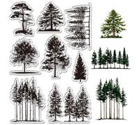 CRASPIRE Trees Clear Stamps Nature Forest Woods Silicone Stamp PVC Reusable Vintage Background Postmark Transparent Rubber Stamp Seals for Journaling Card Making Decor DIY Scrapbooking Supplies