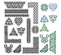 CRASPIRE Trinity Knot Clear Rubber Stamp Celtic Knot Frame Vintage Transparent Silicone Seals Stamp for Journaling Card Making DIY Scrapbooking Handmade Photo Album Notebook Decor