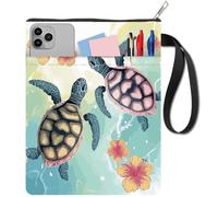 CRASPIRE Turtle Book Sleeve with Zipper Book Cover for Paperbacks with Pocket 11 x 8.7 Inch Washable Book Pouch Gifts Reader Librarian Bookish for Bookworm Protector Flower Botanical Floral