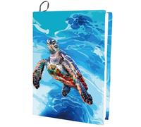 CRASPIRE Turtle Stretchable Book Cover Sea Ocean Animal Blue Cover Washable Reusable Large Nylon Book Sleeve Book Protector Elastic Notebook Wraps for Hardcover Books Textbook Gift