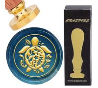 CRASPIRE Turtle Wax Seal Stamp Retro Sea Animal Flower Sealing Wax Stamp 25mm Removable Brass Head with Rosewood Handle for DIY Scrapbooking Invitation Gift Wrap Envelopes Wine Packages