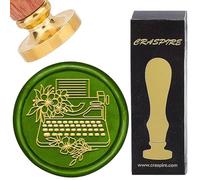 CRASPIRE Typewriter Wax Seal Stamp 25mm Removable Sealing Wax Stamps Flower Brass Head Rosewood Handle Vintage Seals Stamper Xmas Birthday Party Invitation Envelope Cards Gift Wrapping Wine Packing