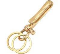 CRASPIRE U Shape Hook Keychain 100mm Brass U Key Loop Hook U-Fish Hook Keychain Ring Keychain Clasp Belt Clips with Double Key Rings Golden for Wallet Chain Key Clasps Pocket Clip Card Organize