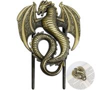 CRASPIRE Vintage Book Clips Dragon Metal Antique Bronze Bookmark Free Your Hands Page Open Holder for Journals Books for Book Lovers Office Workers Readers Writers While Writing