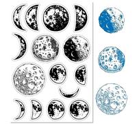 CRASPIRE Vintage Moon Phase Clear Rubber Stamp Retro Lunar Transparent Silicone Seals Stamp for Journaling Card Making DIY Scrapbooking Handmade Photo Album Notebook Decor 6.3 x 4.3inch