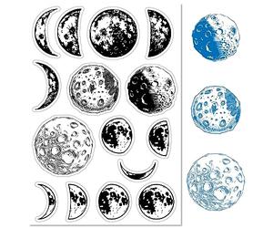 CRASPIRE Vintage Moon Phase Clear Rubber Stamp Retro Lunar Transparent Silicone Seals Stamp for Journaling Card Making DIY Scrapbooking Handmade Photo Album Notebook Decor 6.3 x 4.3inch